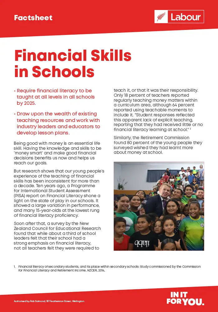 finance skills in schools